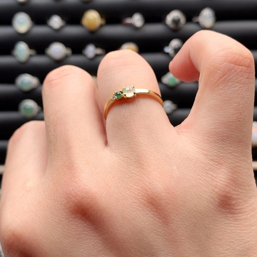 翡翠戒指银S925镶嵌0165