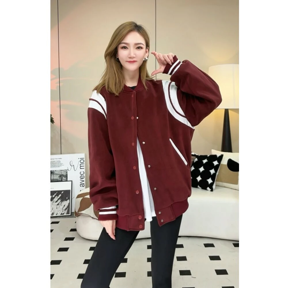 男女通用长袖秋季拼接男棒球服设计感美式春秋休闲