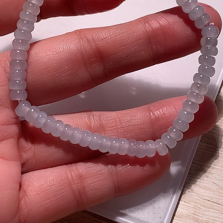 定制翡翠未镶嵌冰紫算盘手串
