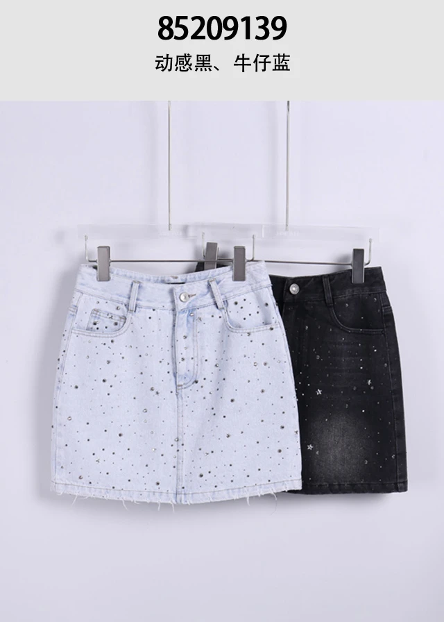 LD夏装折扣烫钻牛仔半裙百搭A字裙显瘦百搭休闲85209139