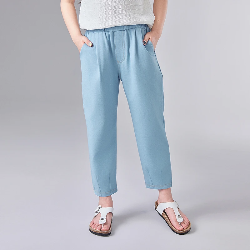 笛莎女童夏季裤子2025新款儿童宝宝薄款针织牛仔萝卜裤-B3252B702