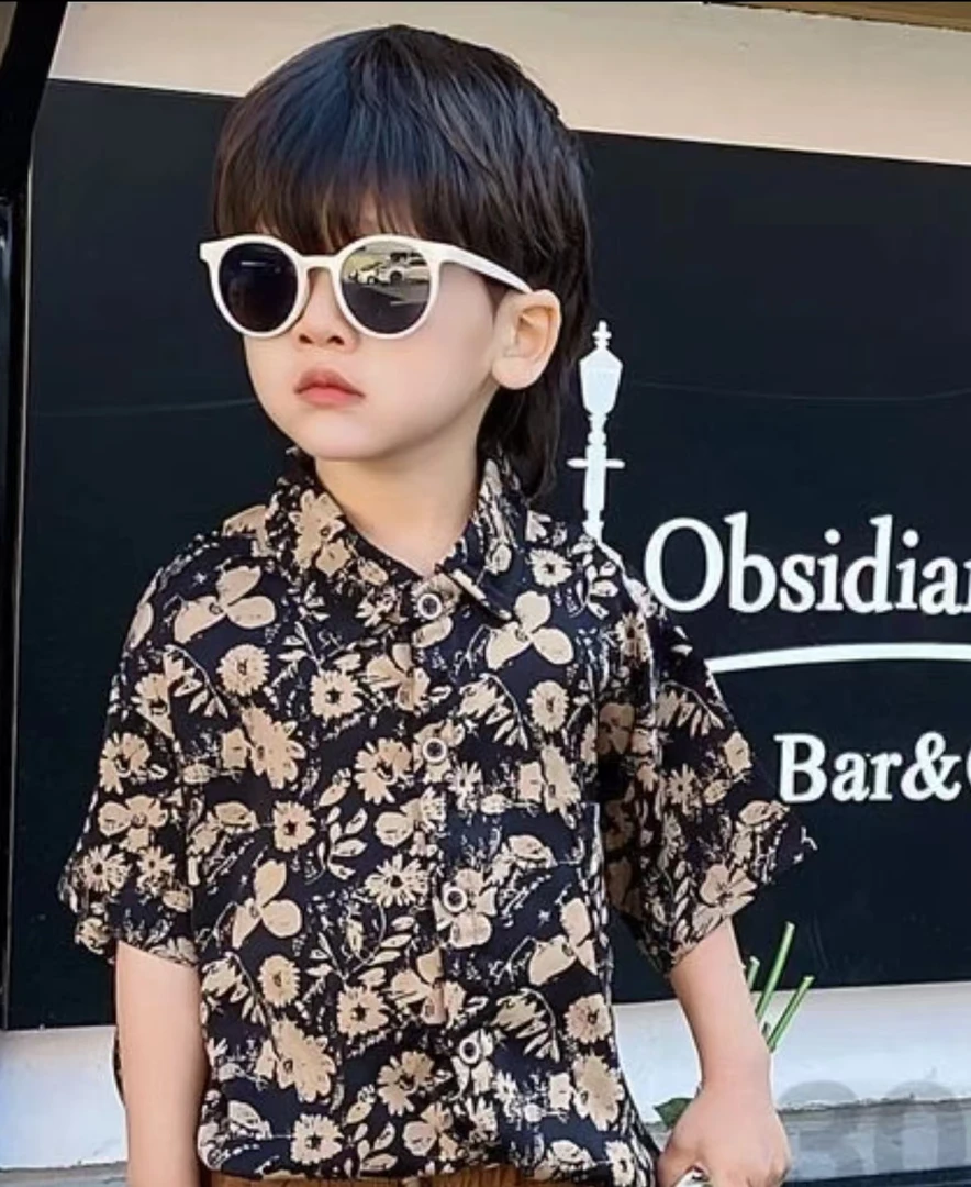 短袖显瘦气质高腰休闲夏季复古韩版印花童衬衫潮流时尚洋气套装