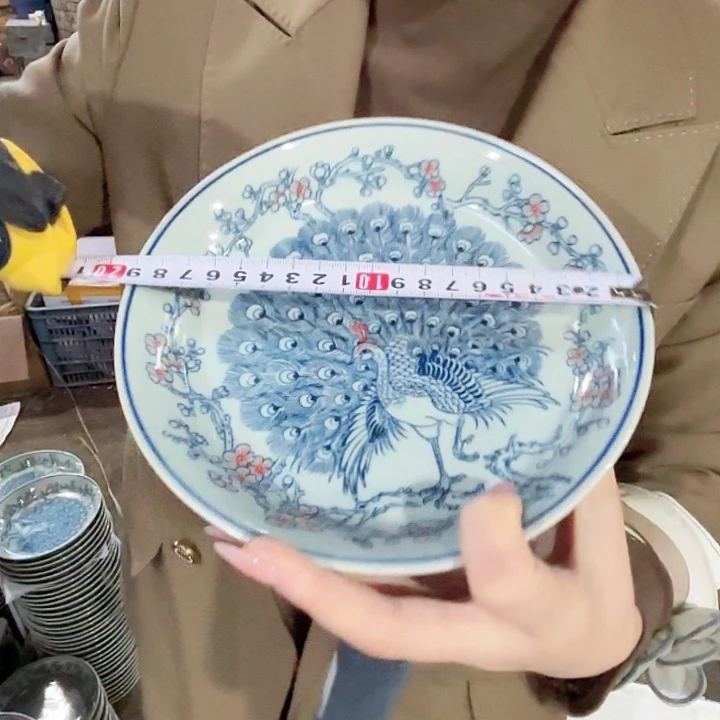 摆件陶景德镇高温陶瓷凤凰盘子麻仓土