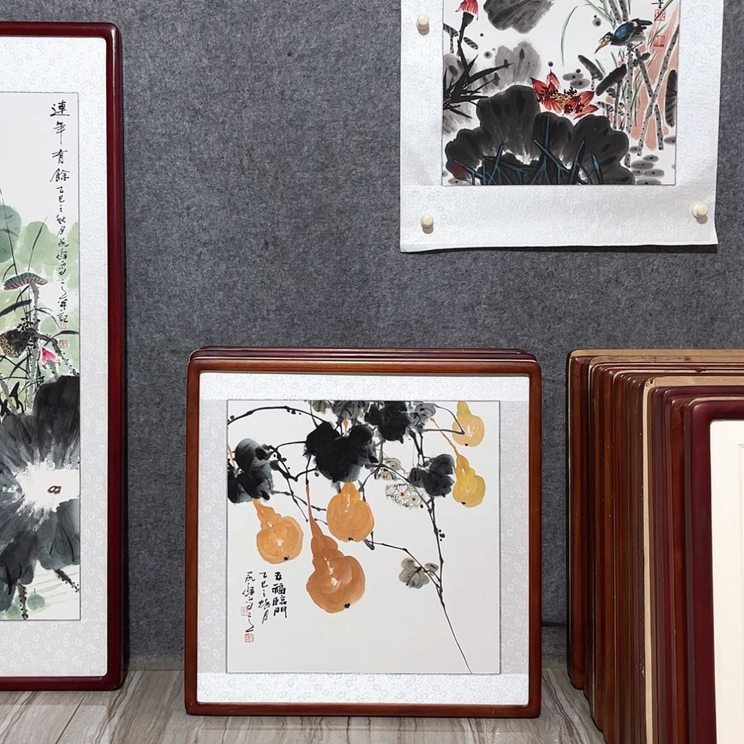 国画书画作品带框63×63