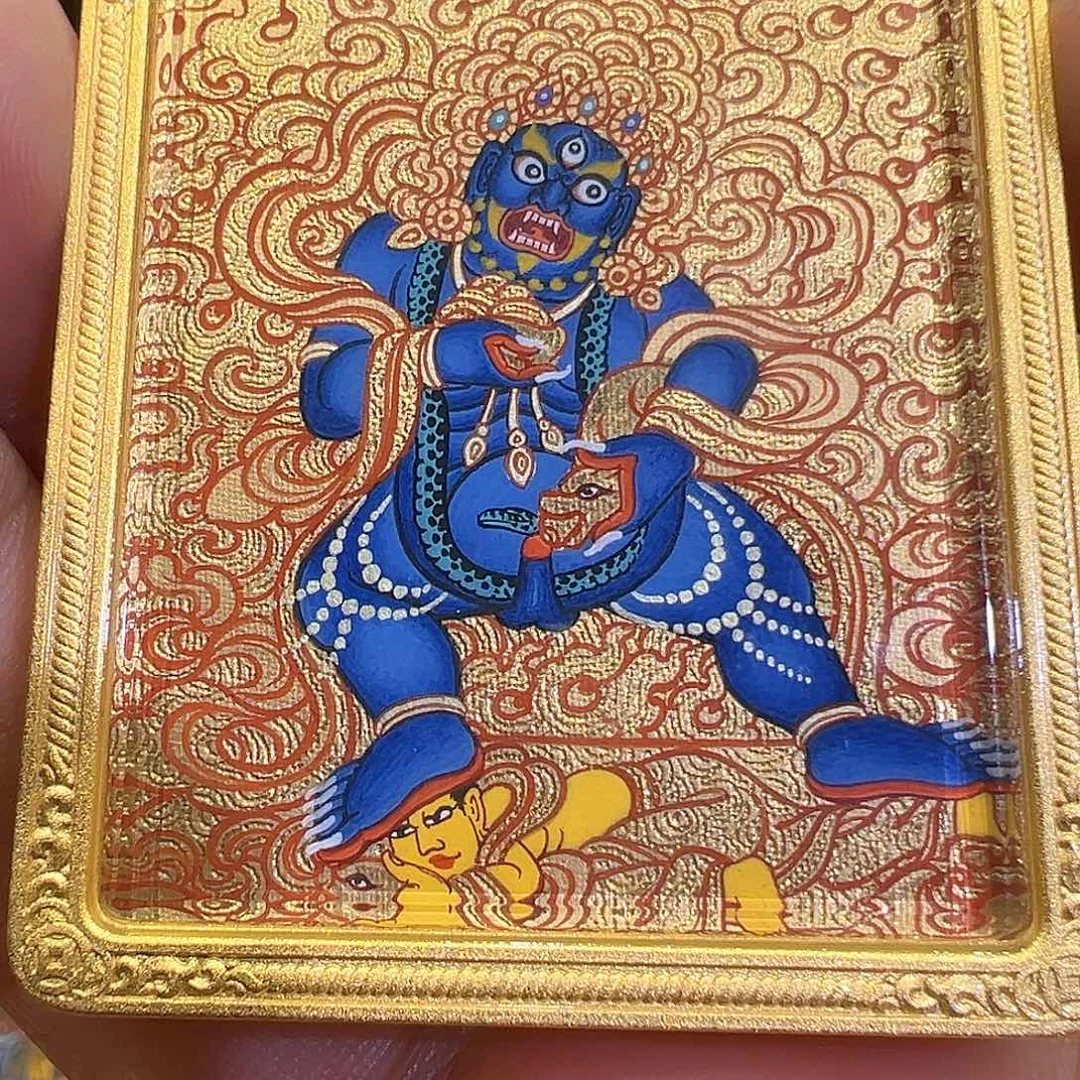 吊坠全手绘热贡唐卡黑财神