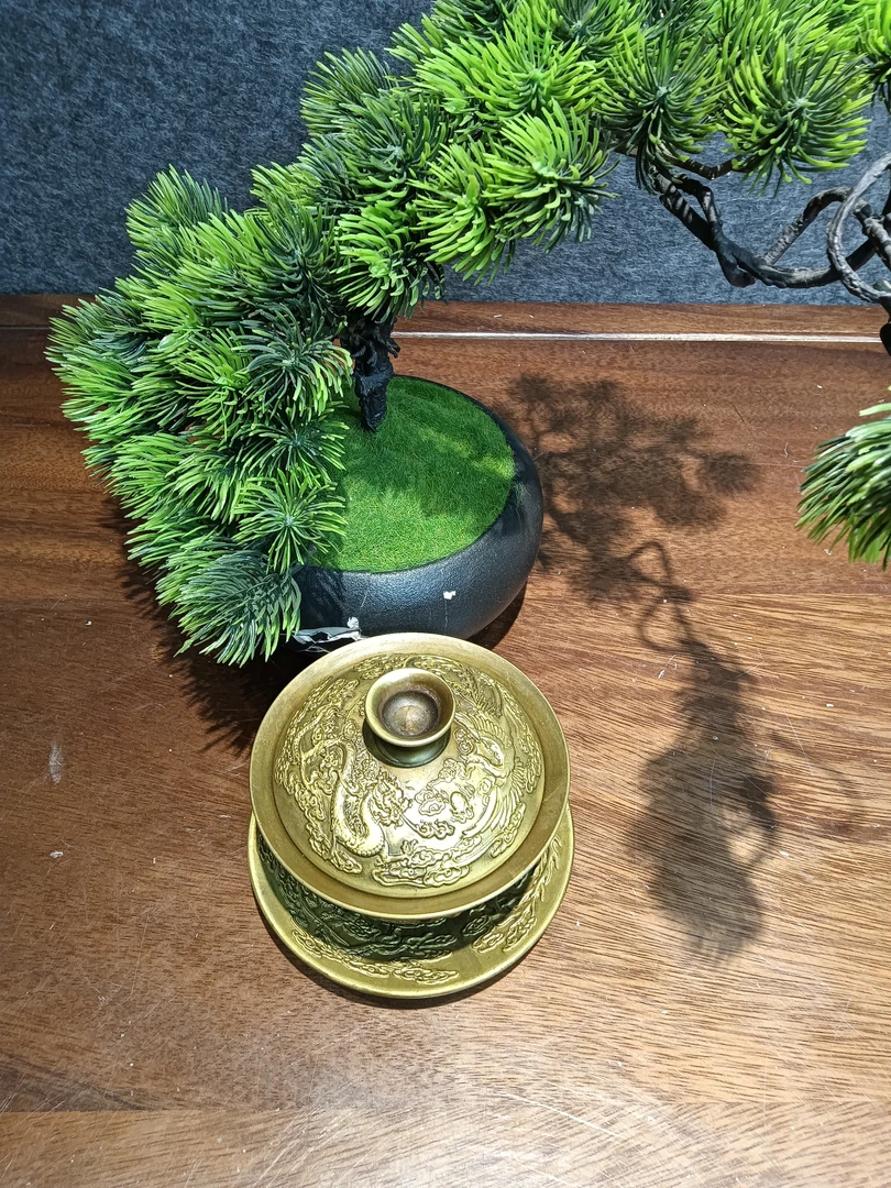 三财盖碗复古摆件