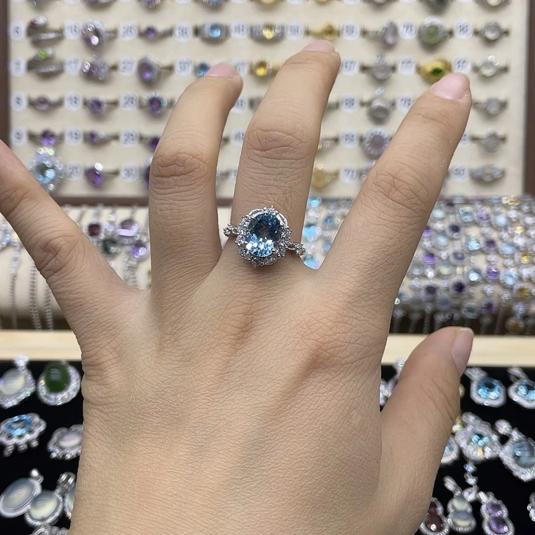 托帕石戒指银S925镶嵌