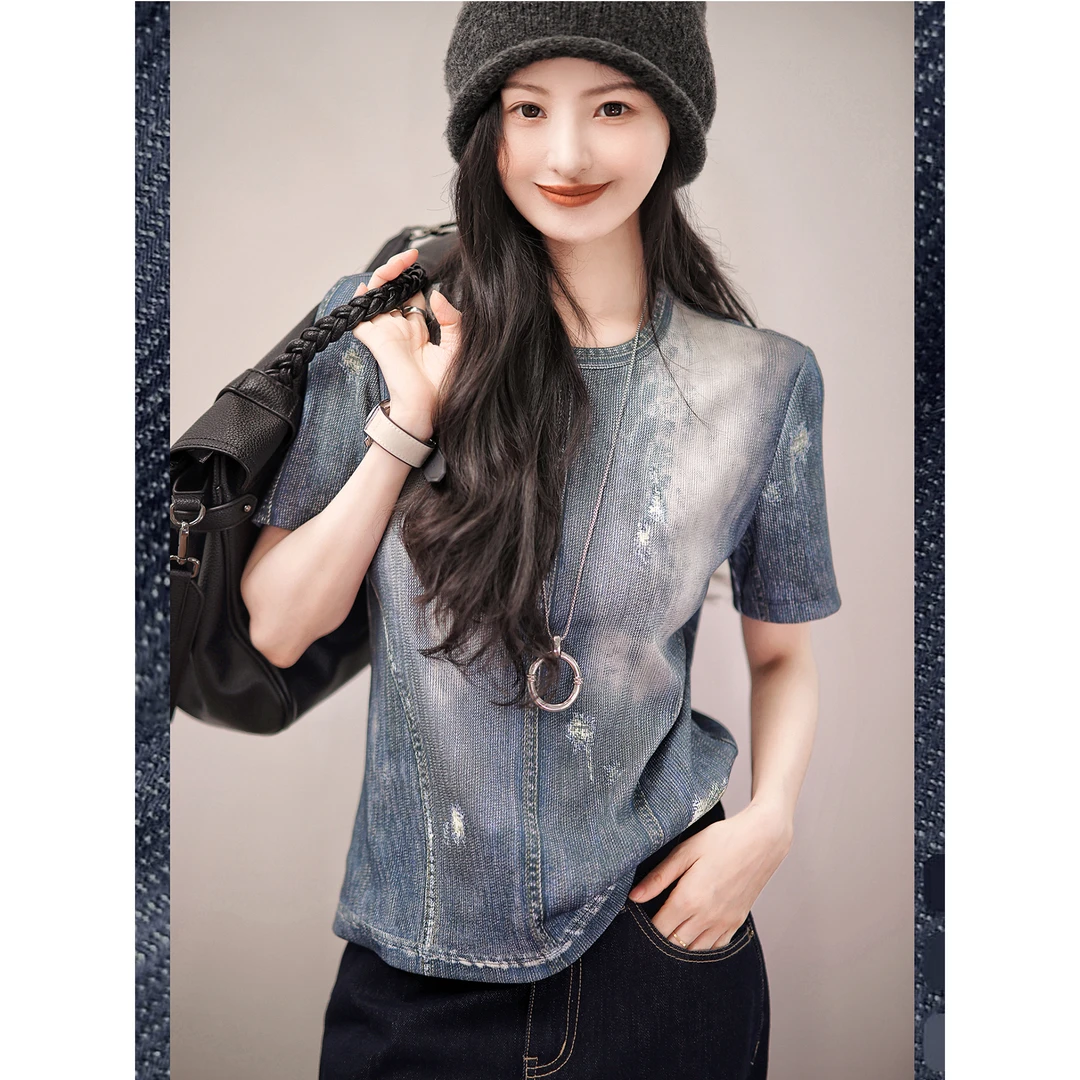 【赵大喜】现货！半分钟T恤 | 新产品 仿牛仔印花料 软分割线