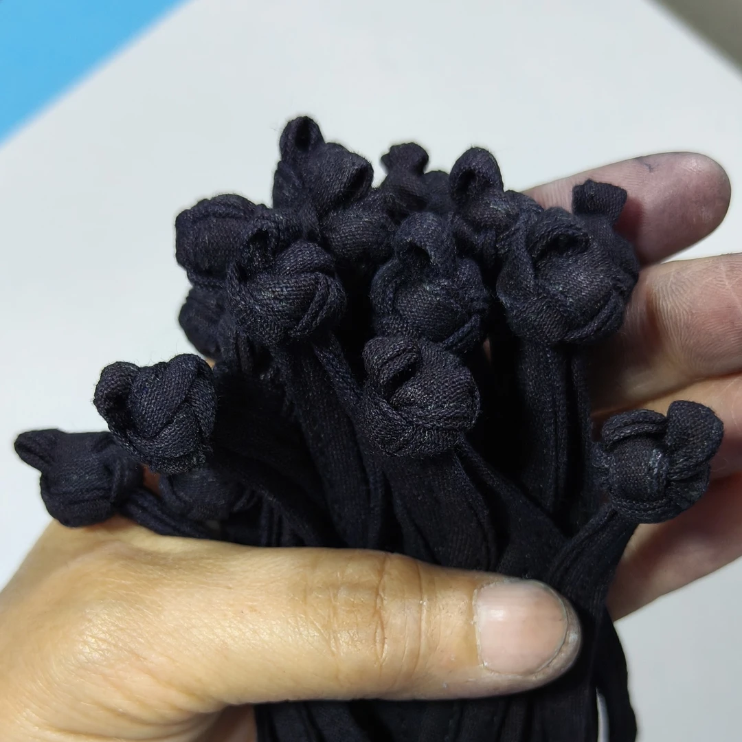 纯手工编制老粗布蜻蜓疙瘩扣，裁剪包边条，适合手工布鞋鞋带黑色