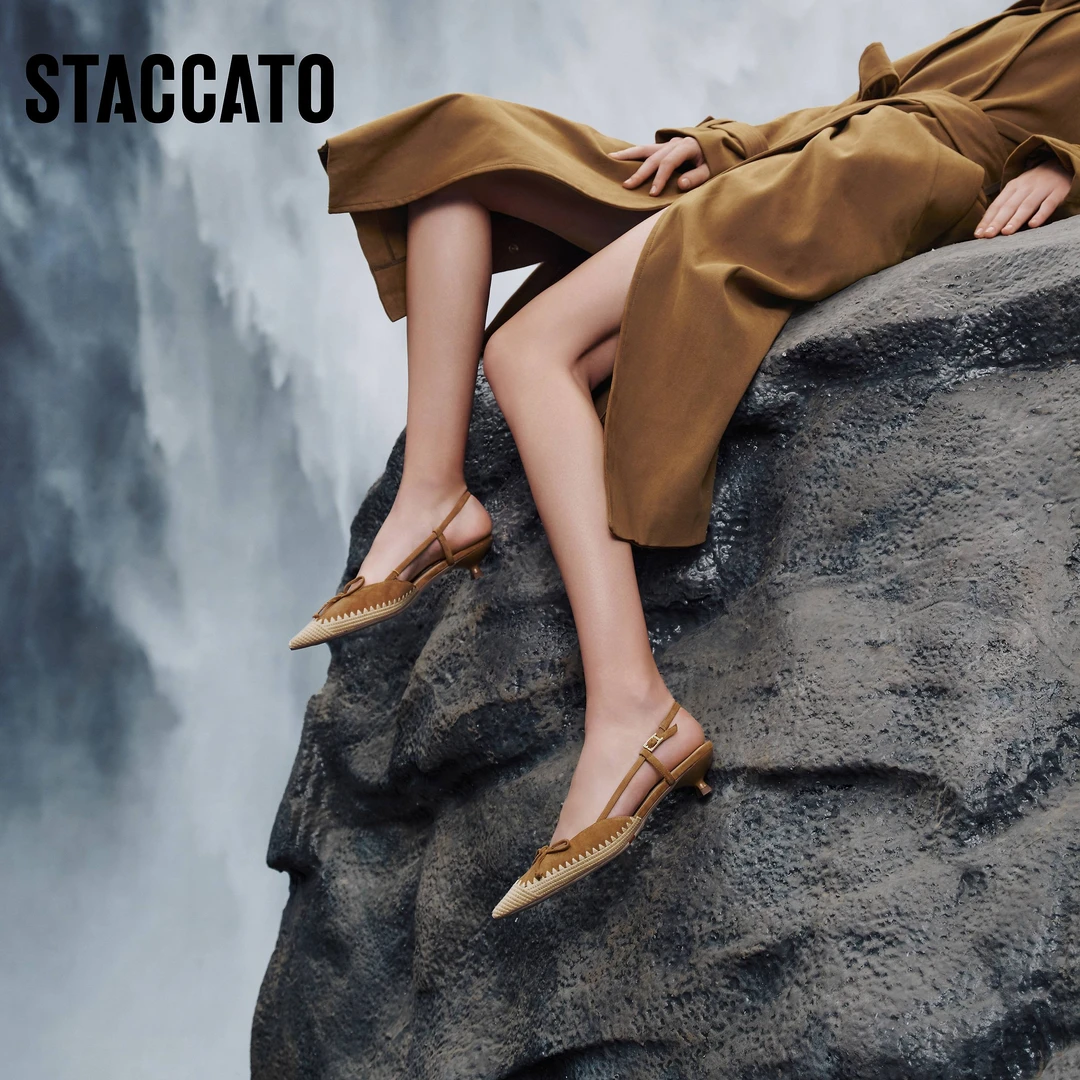 思加图2025春季新款庄园千金包头凉鞋细跟鞋女后空凉鞋9ER82AH5