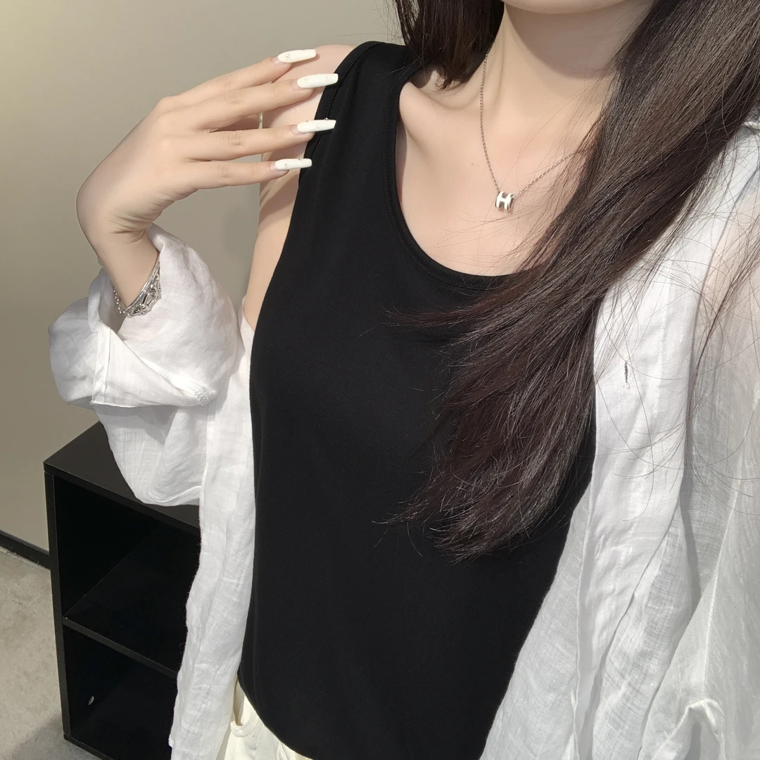 百搭纯色夏季极简风打底宽松型通勤百搭舒适垂感薄款工字背心吊带