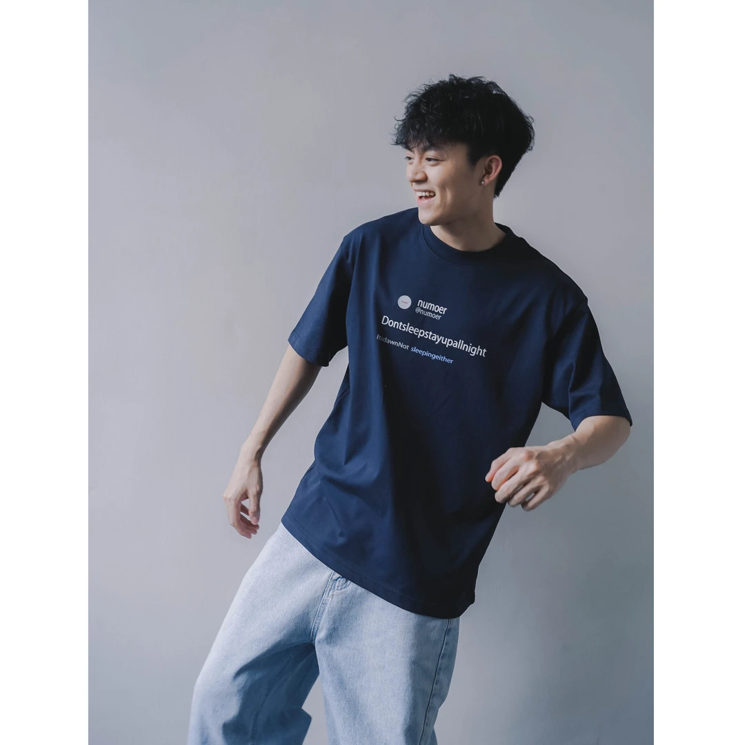 [6折/断码优惠]日系撞色标语印花短袖休闲宽松短袖小领口重磅