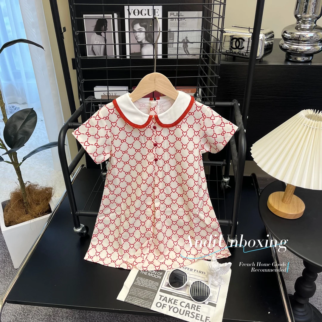 〖ANDI〗订制夏季新款女童韩版娃娃领满印连衣裙919