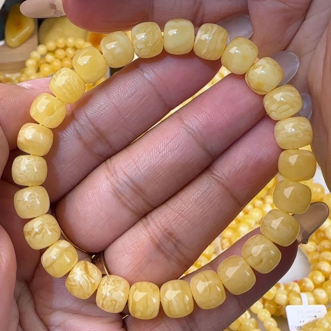 蜜蜡未镶嵌手链虎皮妖花老型手串