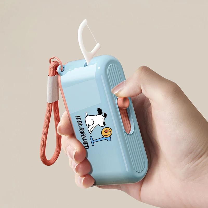 卫象创意卡通高档牙线盒带镜子随身便携牙线盒自动弹出剔牙缝牙签