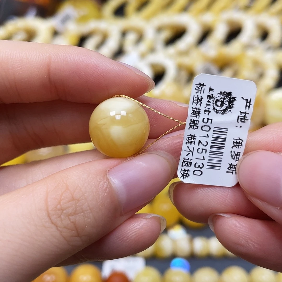 未镶嵌蜜蜡裸石圆珠14.3mm