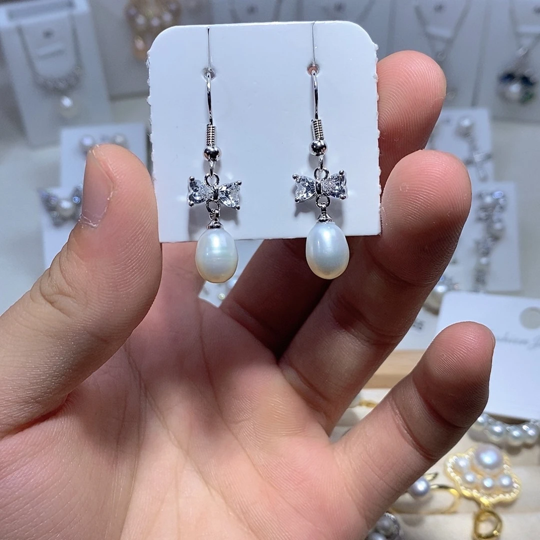 淡水珍珠耳饰银S925镶嵌