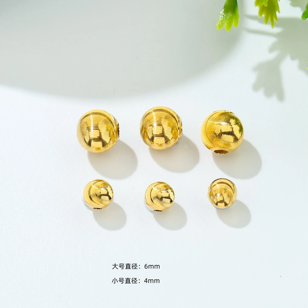 【金豆珠宝】18K时尚猫眼金珠子转运珠散珠隔珠-JC9204