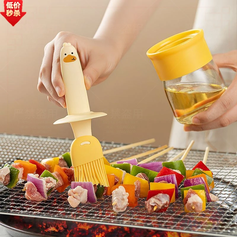 耐高温一体专用刷子玻璃油瓶家用硅胶刷烧烤厨房烙饼工具油刷带瓶