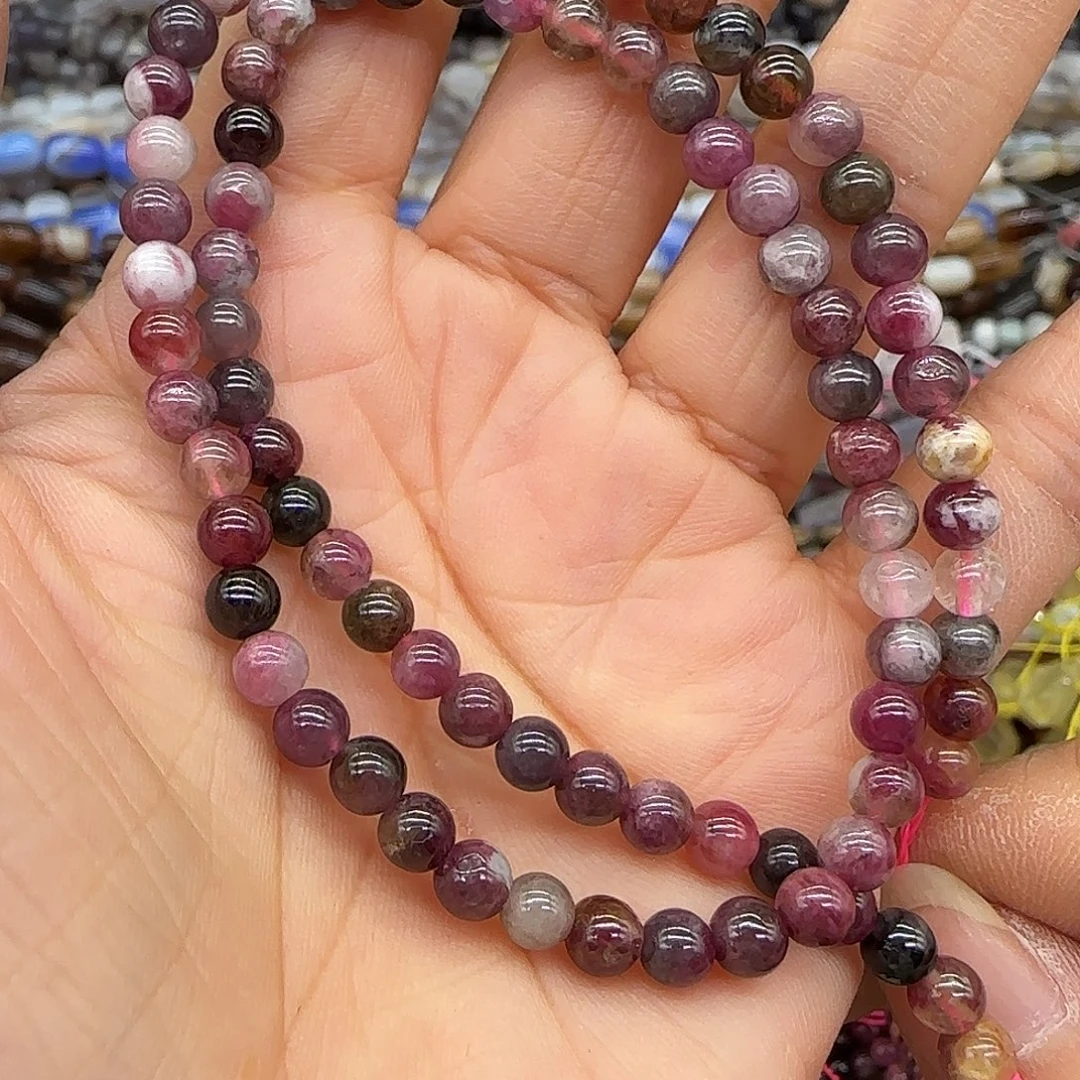 玛瑙/玉髓合金珠宝半成品碧玺4mm一条