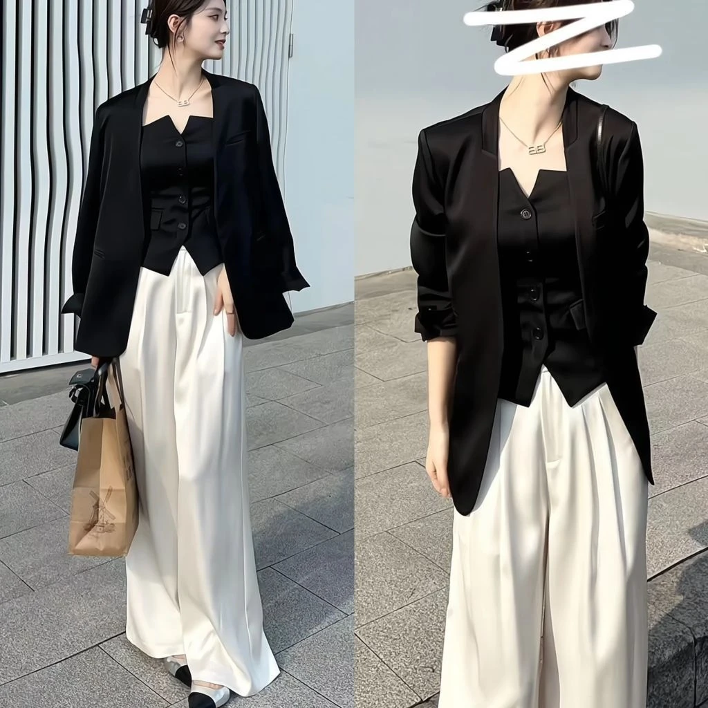 美式气质韩系西服外套修身显瘦背心时尚裤子港味别致百搭三件套潮