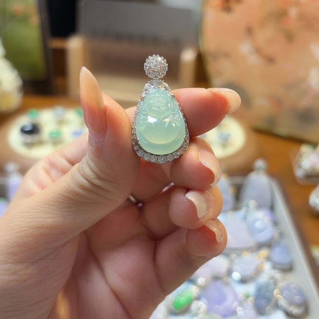 翡翠银S925镶嵌吊坠(不含链)