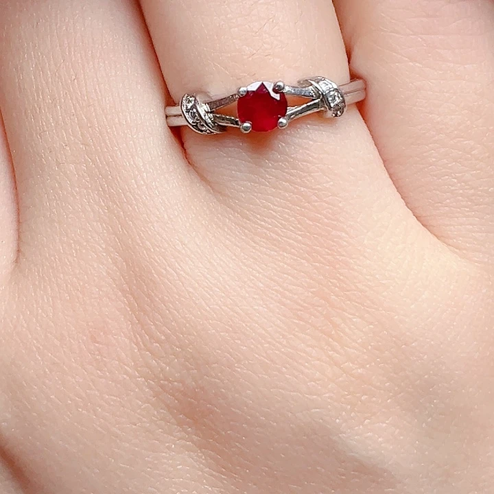 戒指红宝石银S925镶嵌