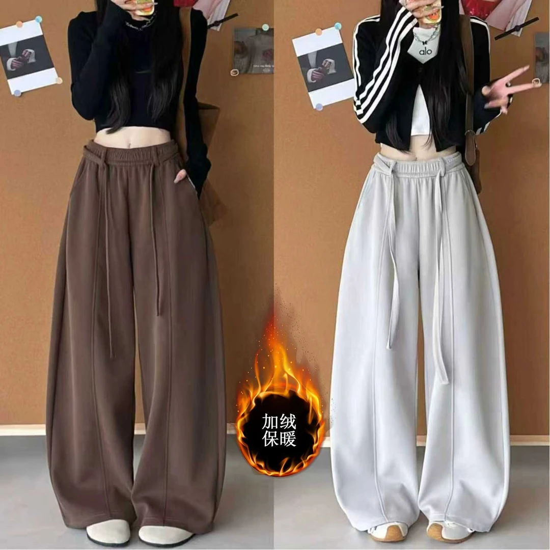 复古弯刀裤女2025年新款琥珀流光风口袋宽松显瘦百搭阔腿裤子卫裤