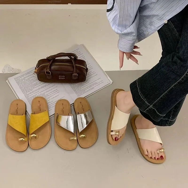 真皮软底套趾拖鞋女士夏季外穿2025新款复古罗马休闲度假沙滩凉拖