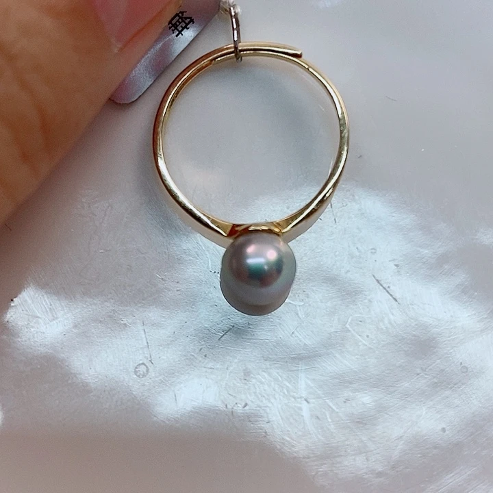 海水珍珠戒指银S925镶嵌7-8mm