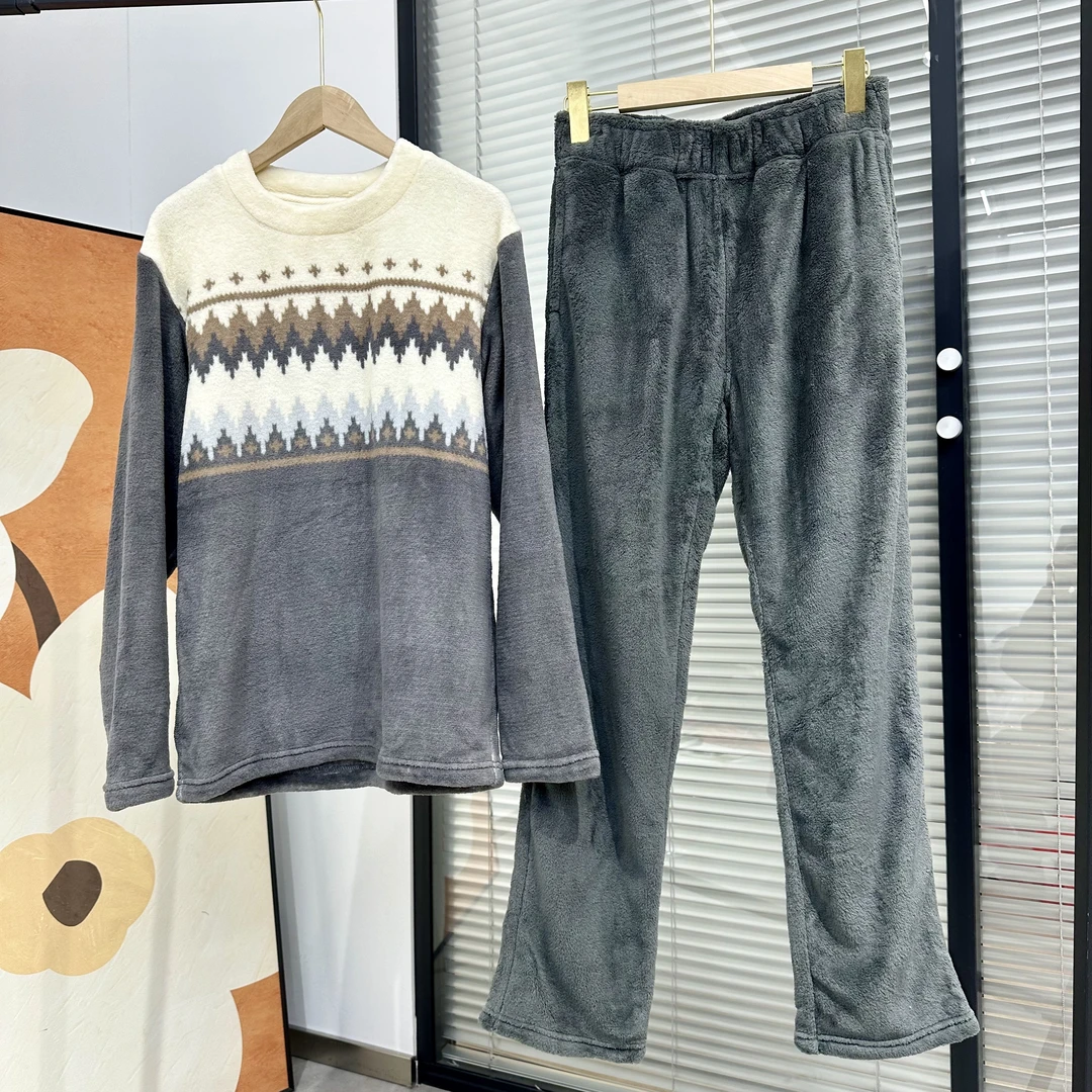 A186外销日单G休闲珊瑚绒绒居家睡衣睡裤套装