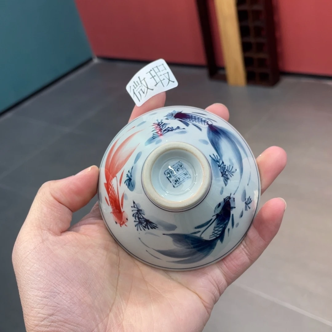 釉下手绘茶具微瑕