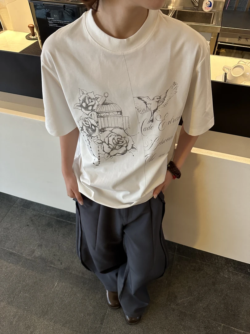 MADEEXTREME “索罗娜”手绘印花短袖T恤男女夏季2025新款宽松潮流