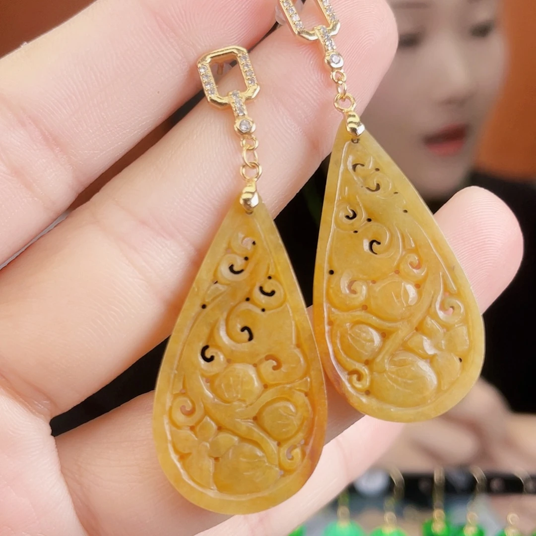 翡翠银S925镶嵌耳饰