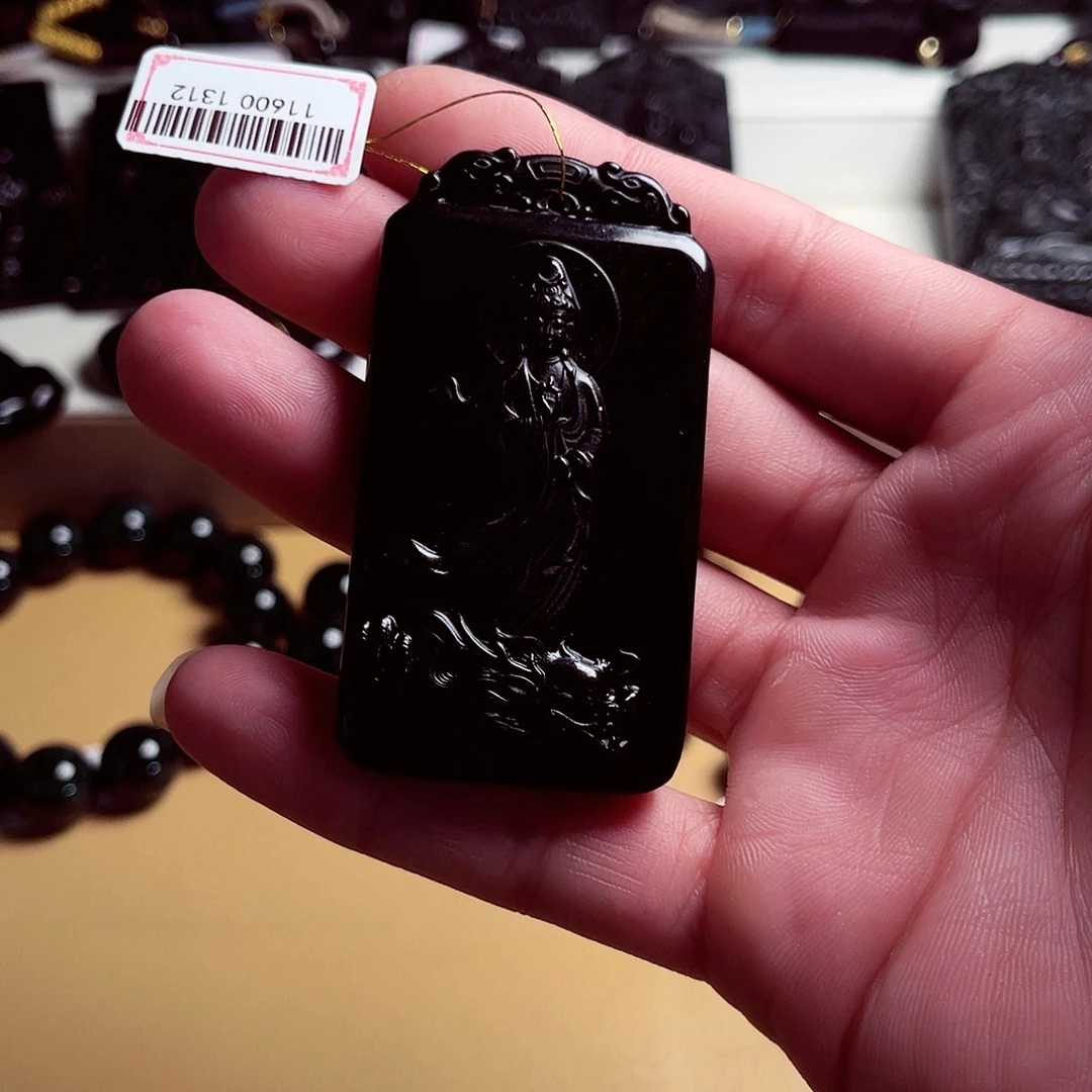 学***】天然缅料a货。钢琴黑挂件1312