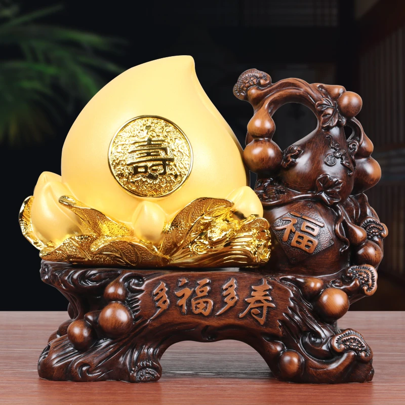 多福多寿寿桃摆件中式大寿桃礼物送长辈祝寿贺寿寓意吉祥家居摆件