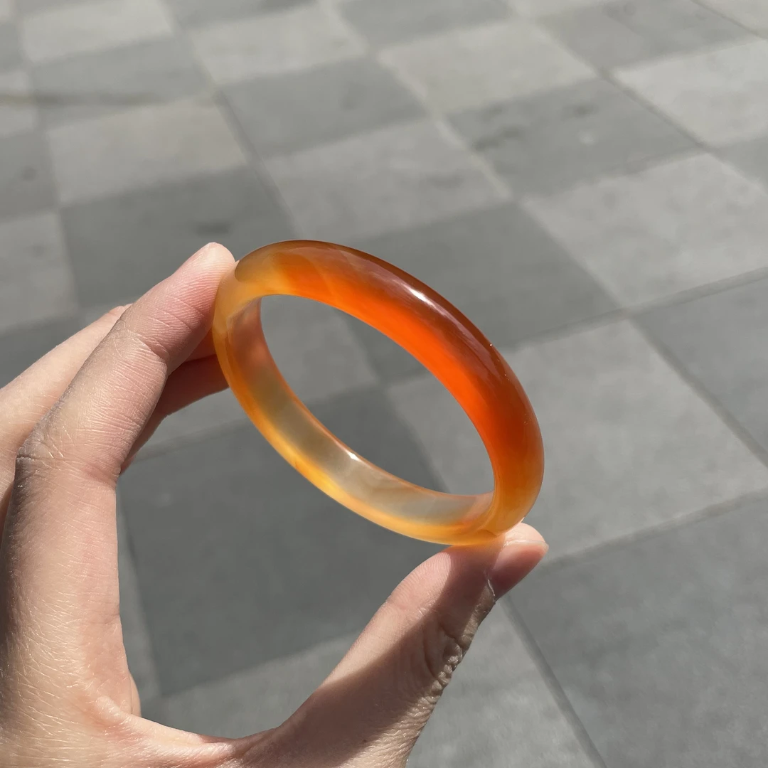 圈口54+正圈橘红色锦鲤渐变飘糖飘纹-玛瑙