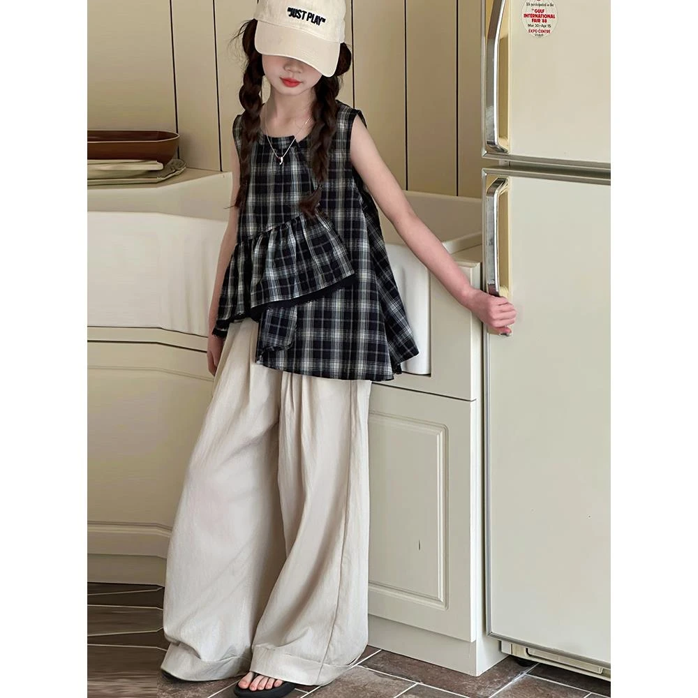 女童夏季无袖套装2025新款女大童韩系穿搭儿童夏