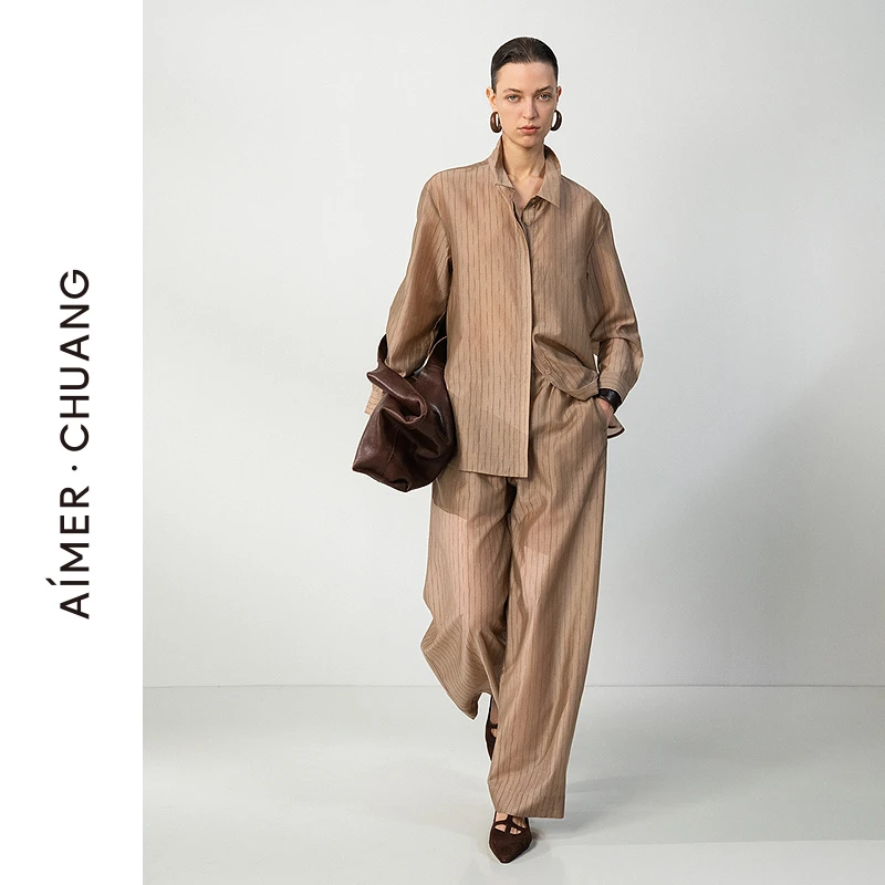 AIMER CHUANG轻客4流光风梭织阔腿长裤CA821831
