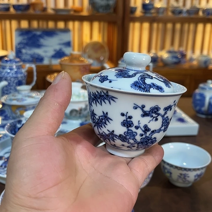 錡镇堂手工手绘盖碗