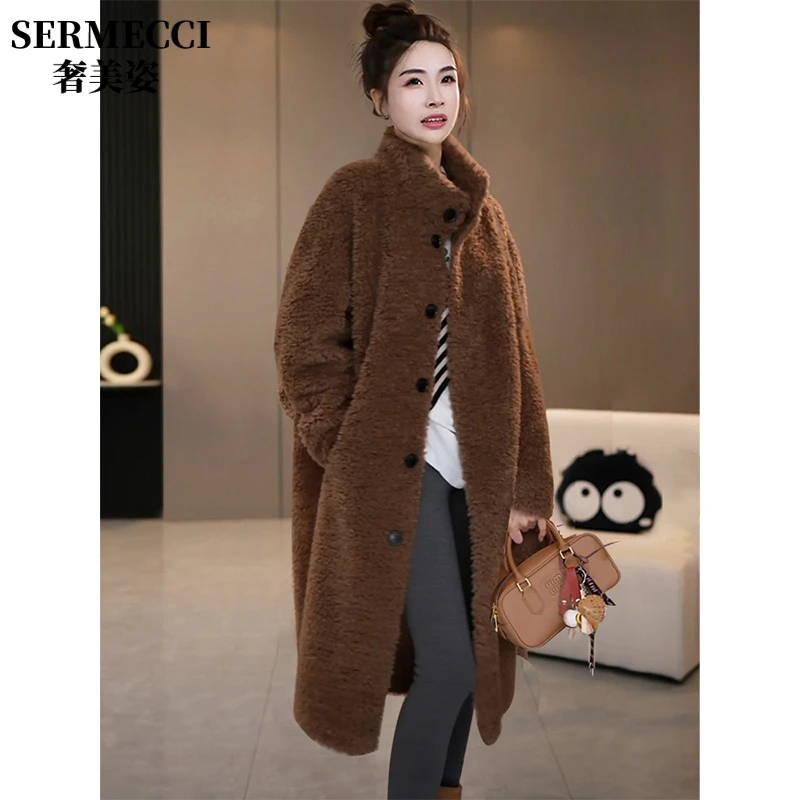 2025冬季新款立领高端显气质修身显瘦大衣女高级感长款轻奢外套