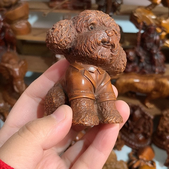 黄杨木阿*大的泰迪把件