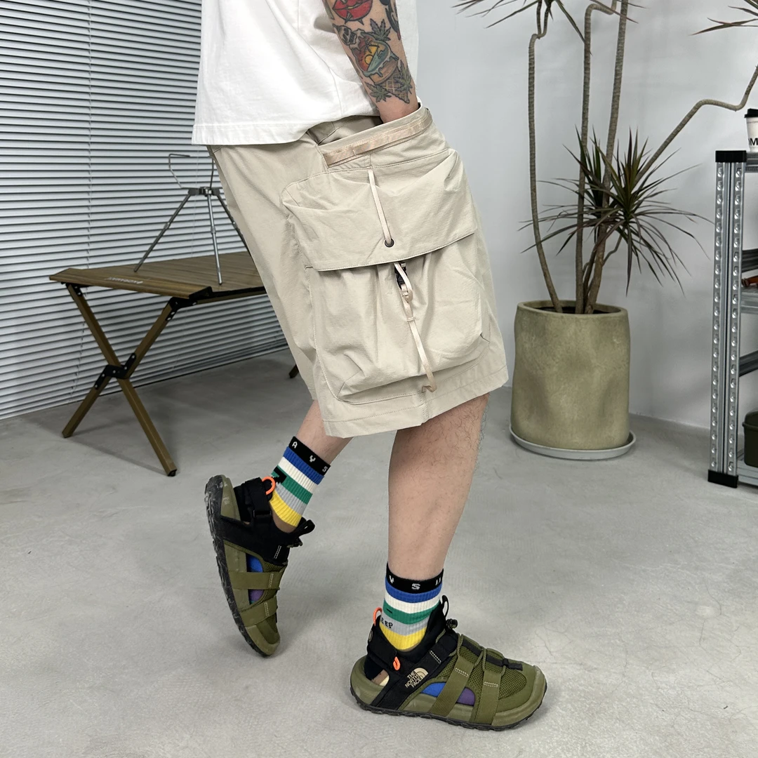 25SS日系大口袋工装短裤夏季薄款山系速干多口袋宽松直筒五分裤