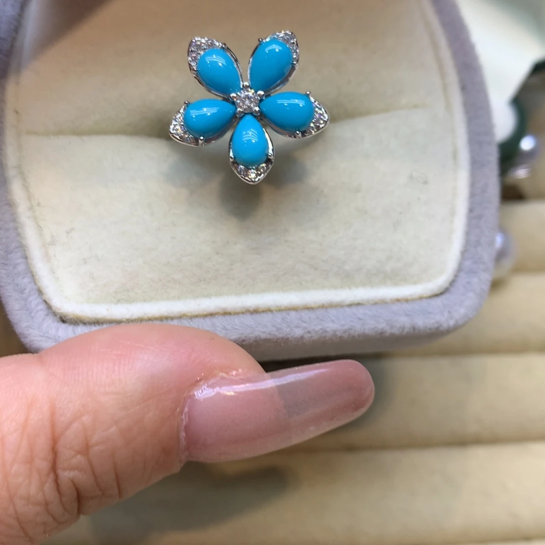 银S925镶嵌绿松石戒指