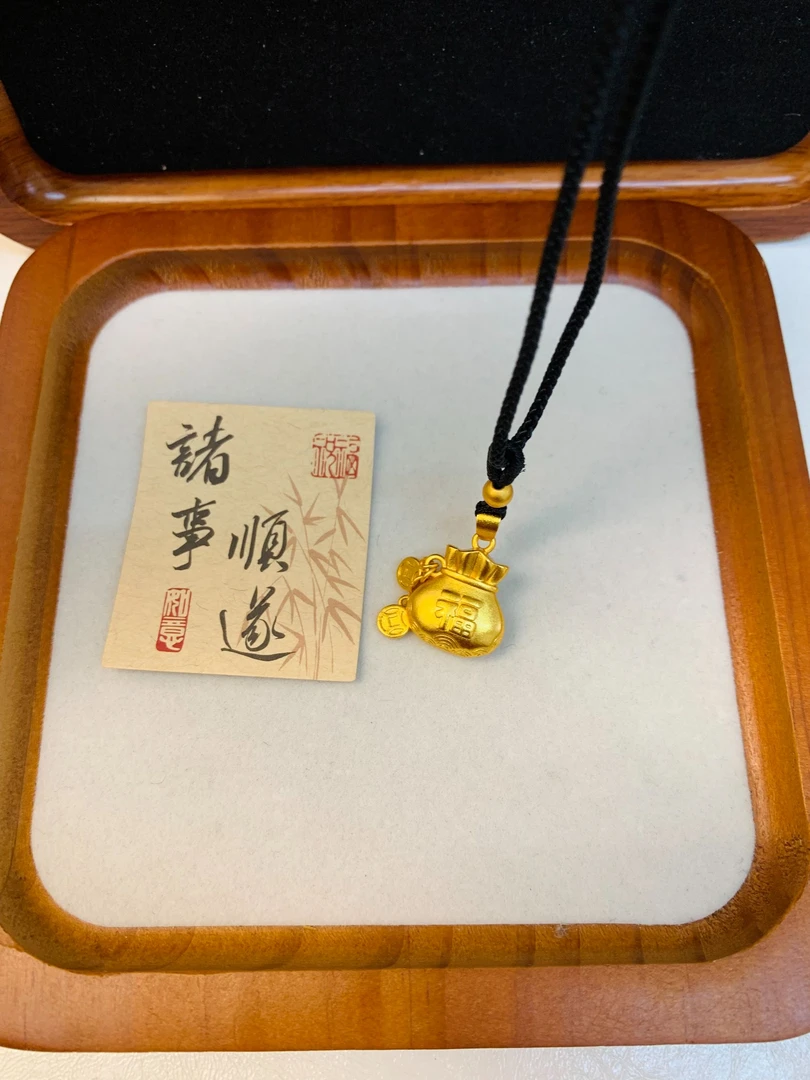 合金吊坠 立体祥云福字小钱袋实心双面雕刻吊坠时尚百搭吊坠