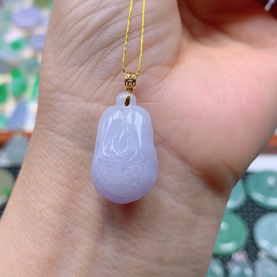 缅甸天然A货翡翠，紫罗兰福瓜 编号44/325尺寸24.2-14.3-9.3