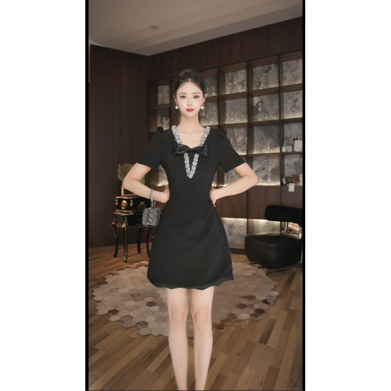 尤米定制 法式气质名媛显瘦优雅时尚连衣裙 9043