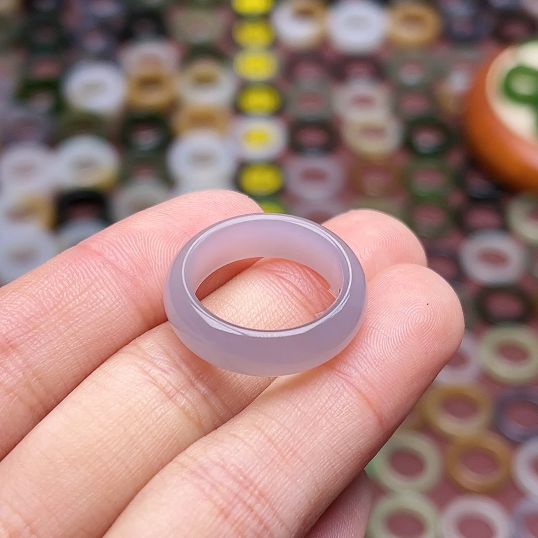 和田玉戒指未镶嵌16码梦幻紫