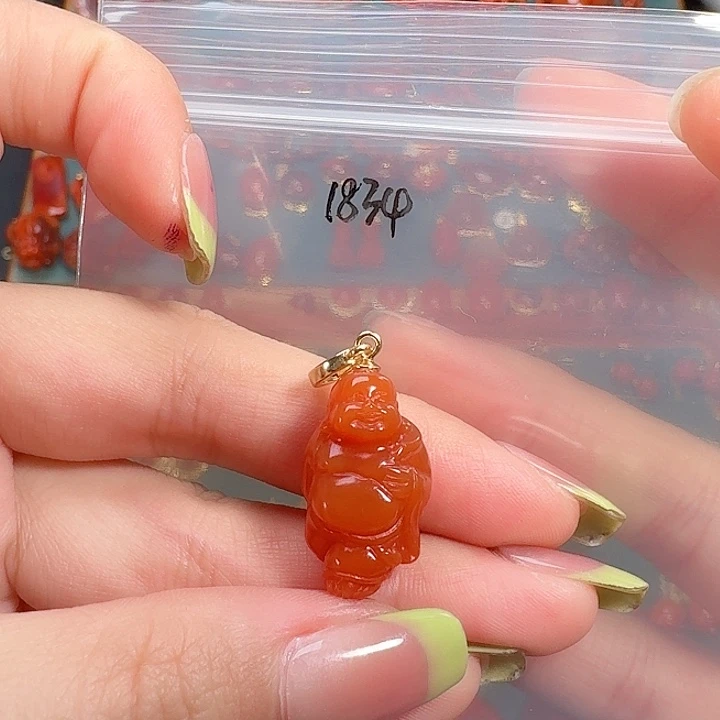 南红玛瑙银S925镶嵌吊坠