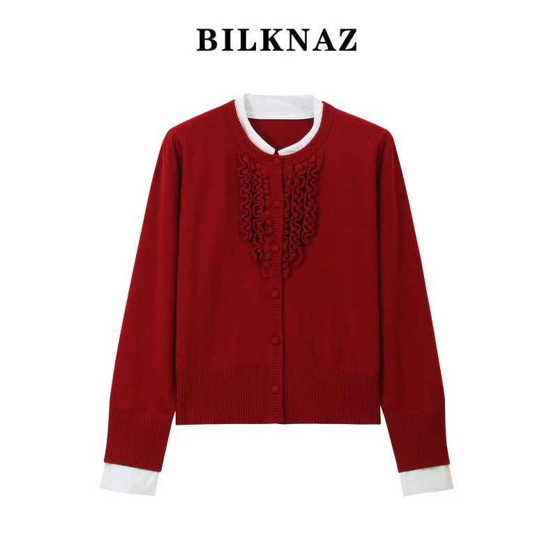 BILNAZ2026春季上新重工刺绣宽松百搭针织衫S6106